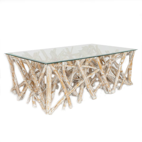 Wild Teak Branch Coffee Table White Wash