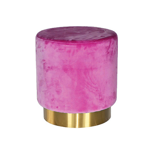 Mia Round Velvet Ottoman - Hot Pink