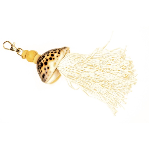 Brown Spotrted Shell Tassell Keyring