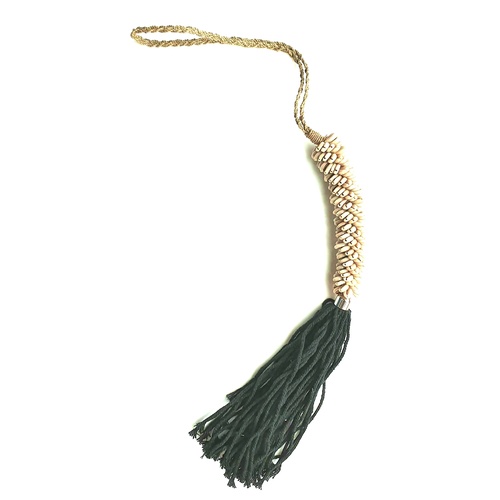 Hanging Cowrie Shell With Black Tassel