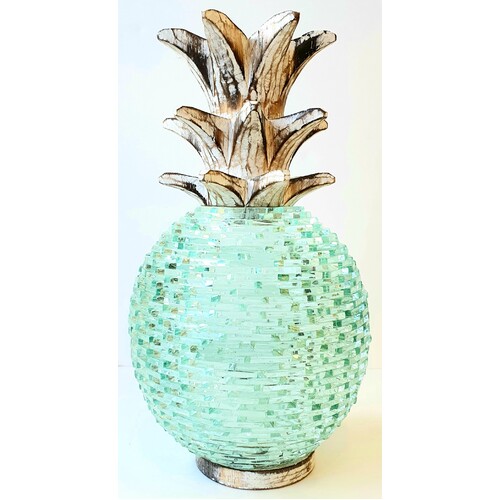 Glass Decorative Pineapple Black Wash - X Large