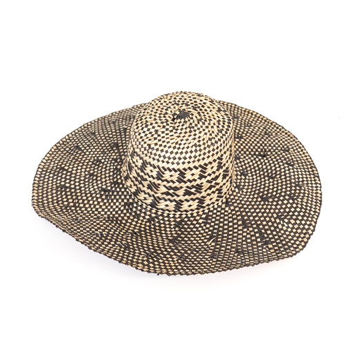 Mykonos Sun Hat Handmade From Palm Leaves Black 