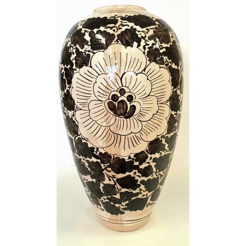 Black & Cream Floral Handmade Ginger Jar
