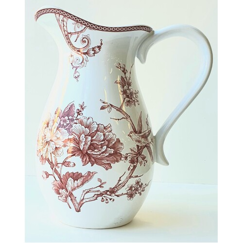 Floral & Bird Red & White Jug