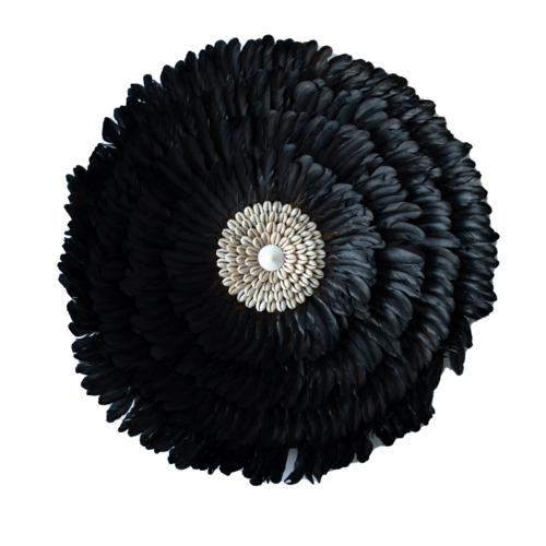 Ju Ju Feather & Shell Wall Art - Black Medium 