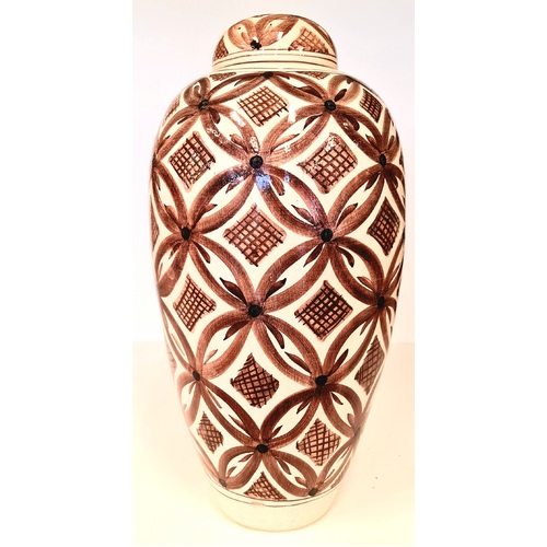 Brown & Cream Floral Handmade Ginger Jar With Lid