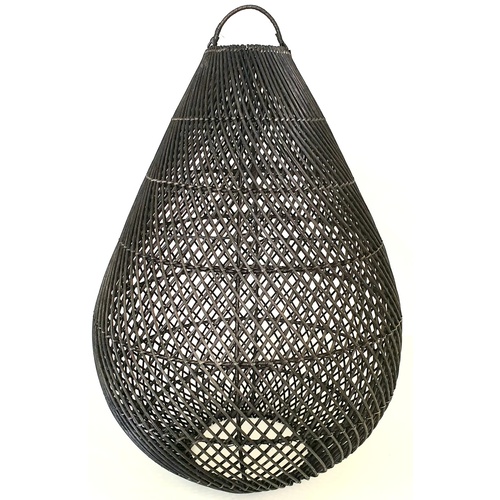 Large Black Teardrop Rattan Light Shade