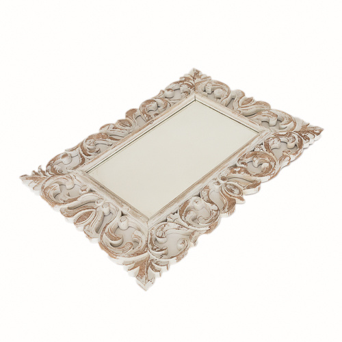 White Wash Teak Ornate Rustic Mirror