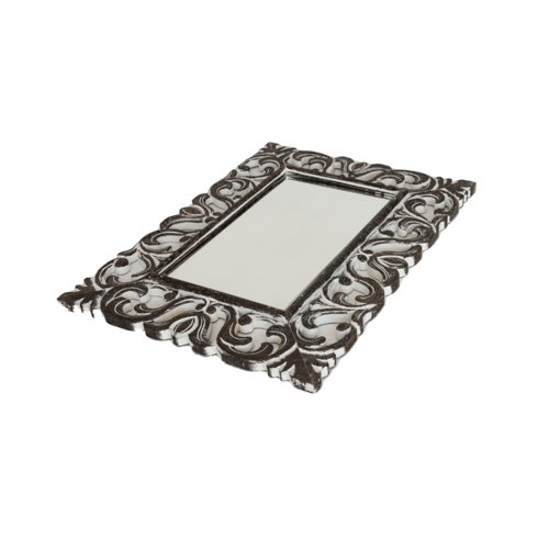 Black Wash Teak Ornate Mirror