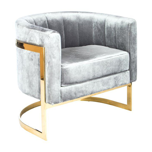 Manhattan Velvet Armchair - Light Grey