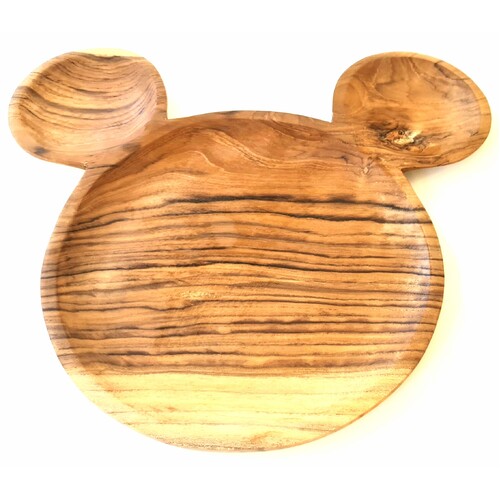 Teak Wood Mickey Mouse Plate - Small