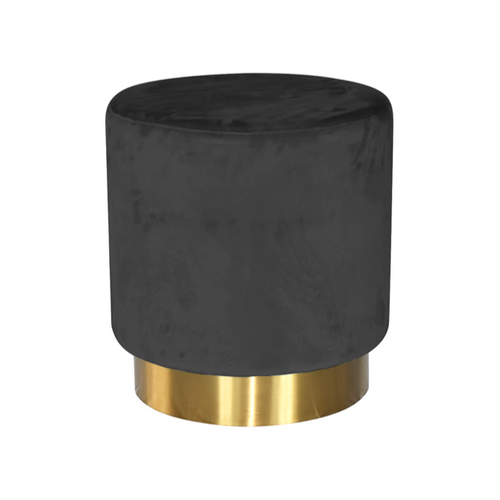 Mia Round Velvet Ottoman - Black CC-29