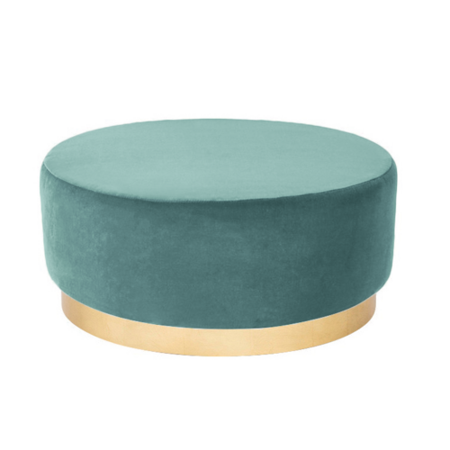 Mia Round Velvet Ottoman Large - Light Green CC-62