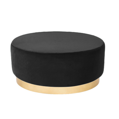 Mia Round Velvet Ottoman Large - Black CC-29