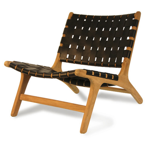 The Nichole Black Woven Leather Chair