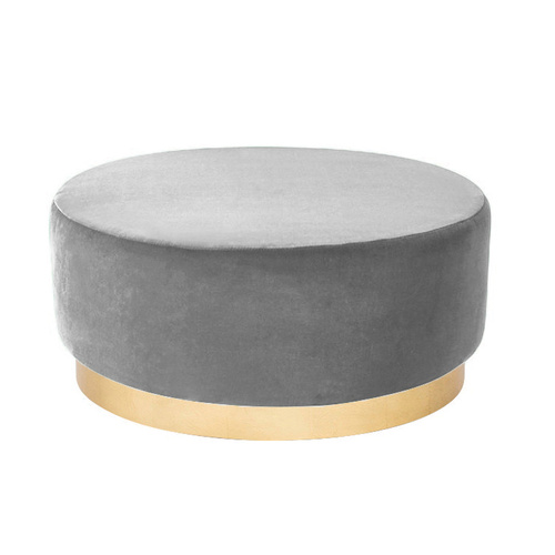 Mia Round Velvet Ottoman Large  - Light Grey CC-25