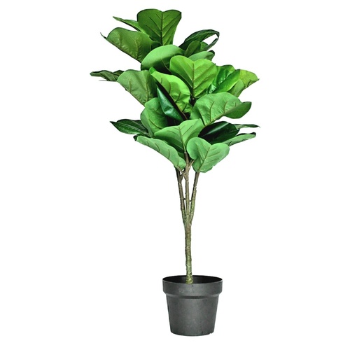 Artificial Ficus Lyrata Fiddle Leaf Tree 3 Branches 34 Leaf - 100cm