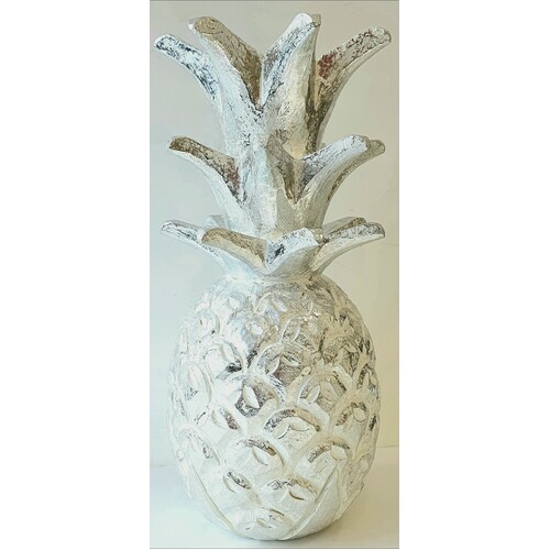 Hand Carved Wooden Decorative Pineapple Silver - XX Large