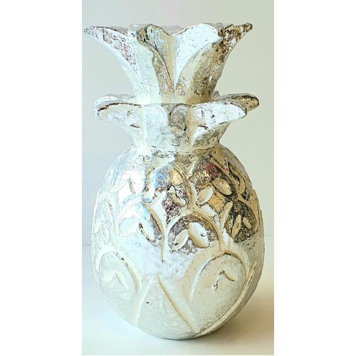 Hand Carved Wooden Decorative Pineapple Silver - Medium