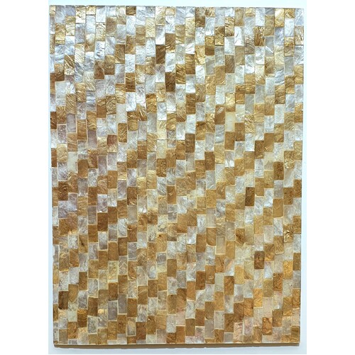 Mother of Pearl Placemat 40cm L x 30cm W - Gold & White