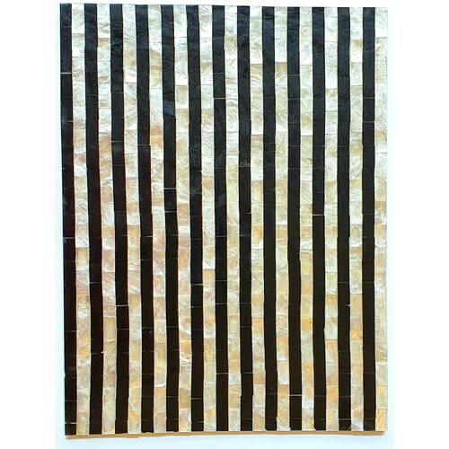 Mother of Pearl Placemat 40cm L x 30cm W - White & Black Lines