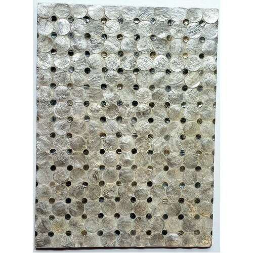 Mother of Pearl Placemat 40cm L x 30cm W -White & Silver