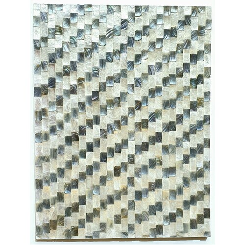 Mother of Pearl Placemat 40cm L x 30cm W - Silver & White Lines