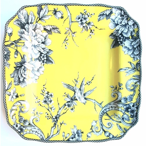 Yellow Floral & Bird Dinner Plate