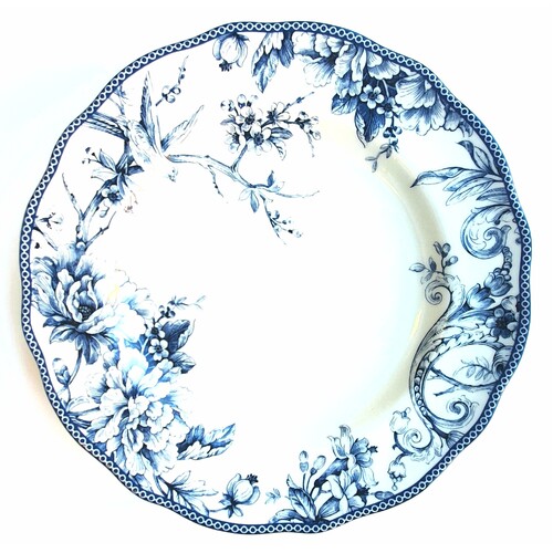 Blue Floral & Bird Dinner Plate
