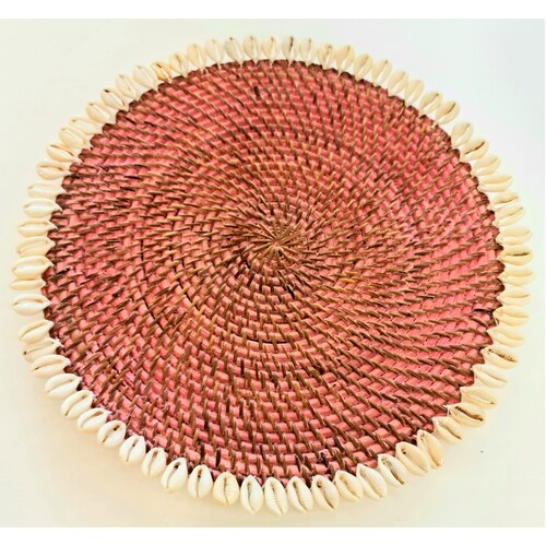 Cowrie & Rattan Placemat - Pink