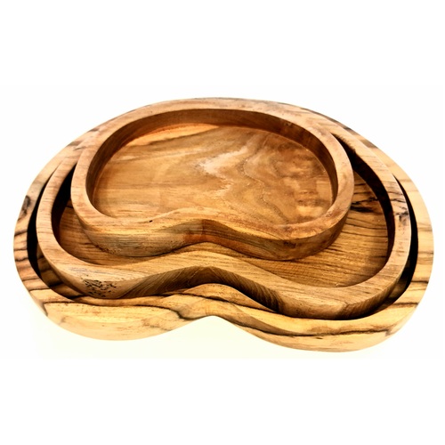 Teak Bean Shaped Platter Set of 3