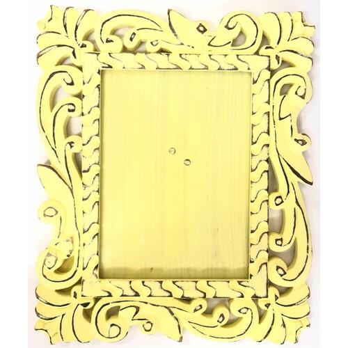 Ornate Yellow Wood Picture Frame