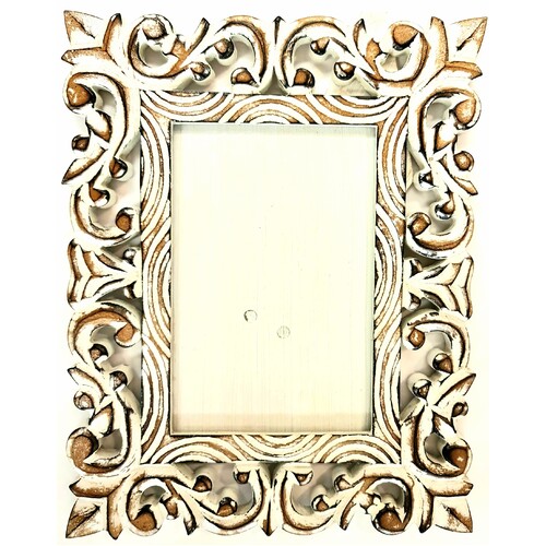 Ornate Rustic White Wood Picture Frame 