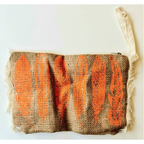 Orange Feather Hesham and Cotton Pouch
