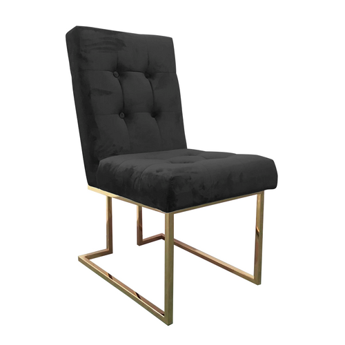 Soraya Armless Velvet Dining Chair - Black