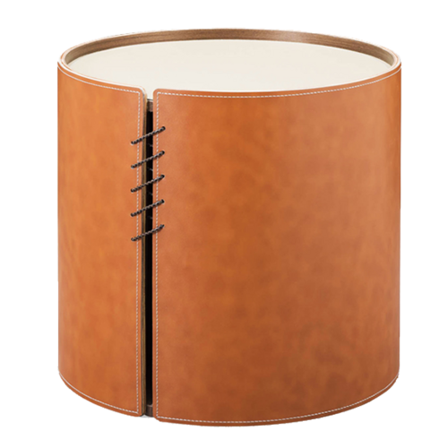 Saddle Leather Side Table 