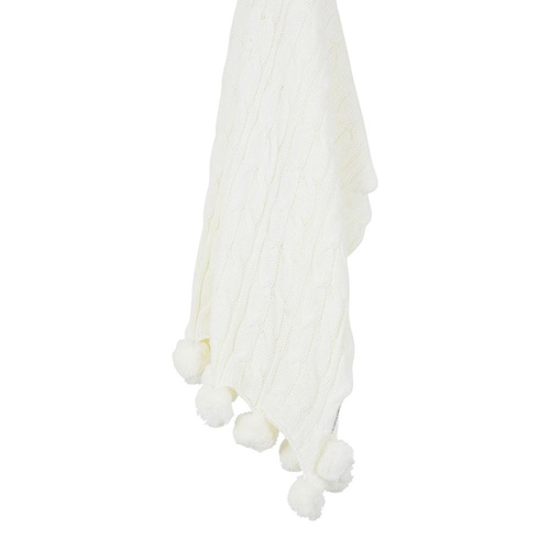 Throw Cable Knit White Natural