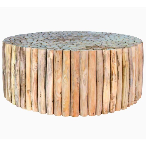 Round Teak Timber Driftwood Coffee Table Extra Large - Natural 