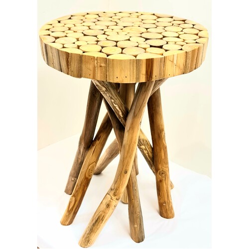 Teak Branch Natural Round Side Table Small