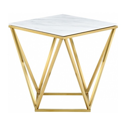 Geometric Jasmine Side Table White Marble