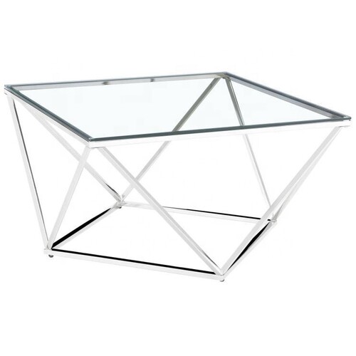 Geometric Jasmine Glass & Silver Coffee Table 