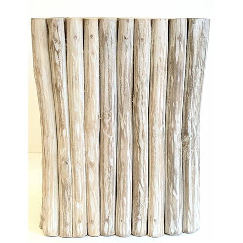 Square Teak Timber Driftwood Side Table Small - White Wash